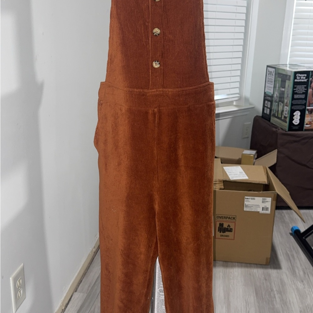 Women's Corduroy Jumpsuit in Rust